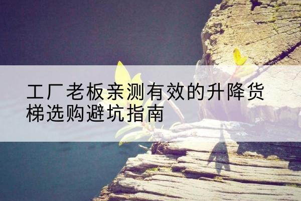 商州升降货梯怎么选-工厂老板亲测有效的升降货梯选购避坑指南